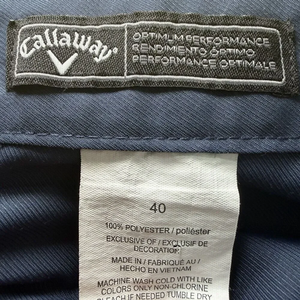 Callaway Optimum Performance Golf Shorts Mens Size 40 Navy Zipper Cargo Pocket